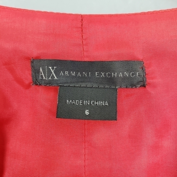 ARMANI EXCHANGE 100% Silk 3/4 Sleeve A-Line Dress Sz 6 Orange - Picture 9 of 10